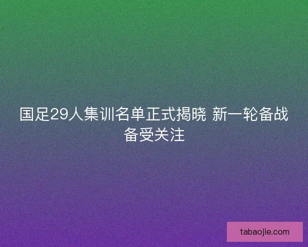 国足29人集训名单正式揭晓 新一轮备战备受关注 国足29人集训名单正式揭晓 新一轮备战备受关注