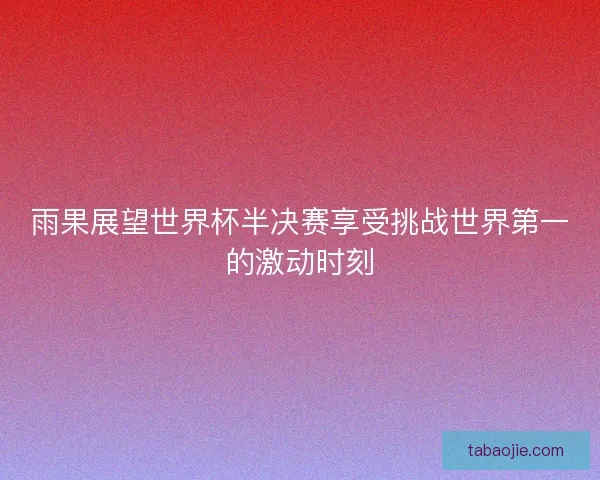 雨果展望世界杯半决赛享受挑战世界第一的激动时刻